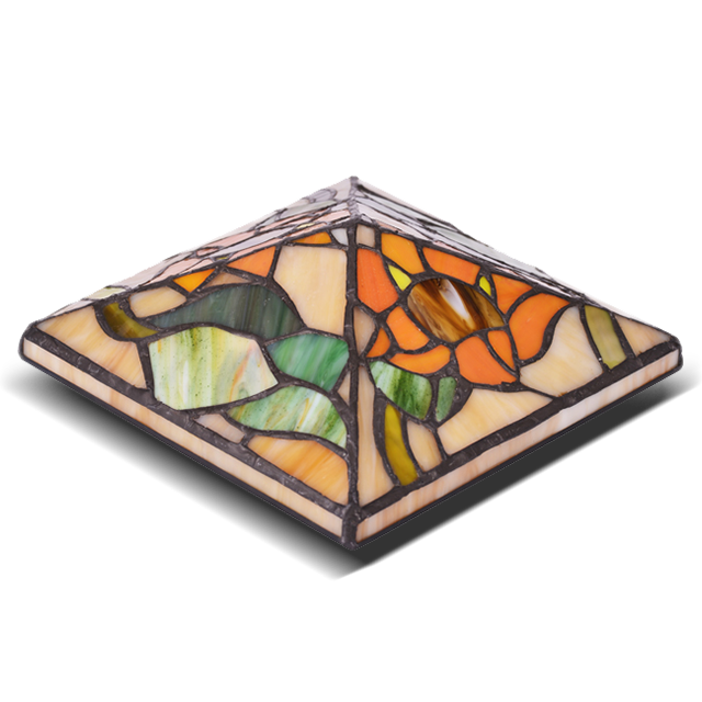 2211-FC2 Square Waterproof Tiffany Glass Post Cap Light Shed Light 2211-FC2 Square Waterproof Tiffany Glass Post Cap Light Shed Light